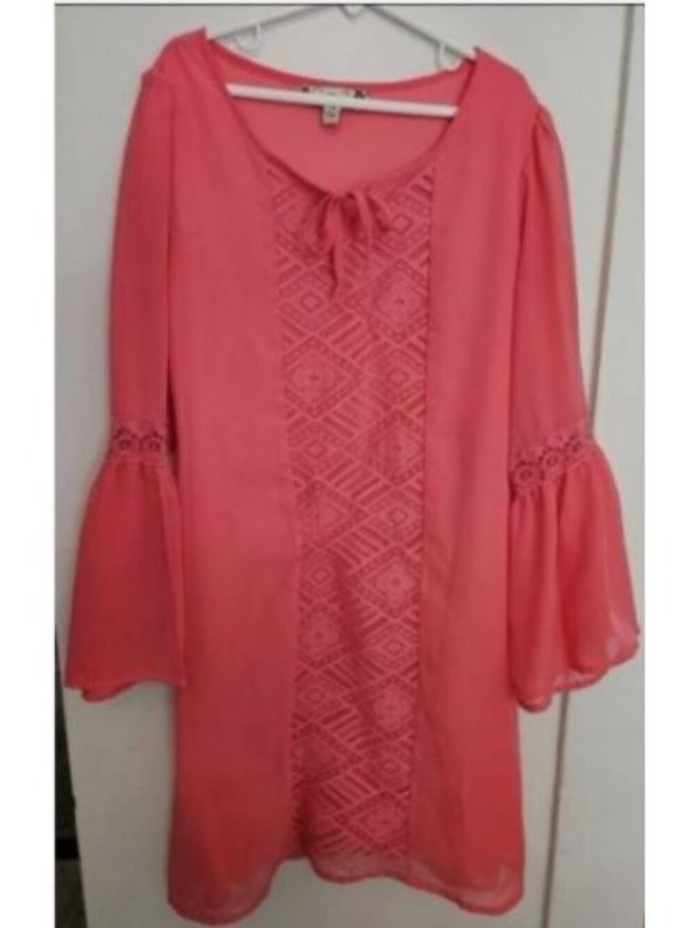 SPEECHLESS Coral Lined Semi Sheer Overlay Lace Front Dress Girls Size 14
